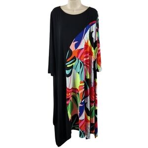 IC COLLECTION Black Dress with Vibrant Multicolor Design